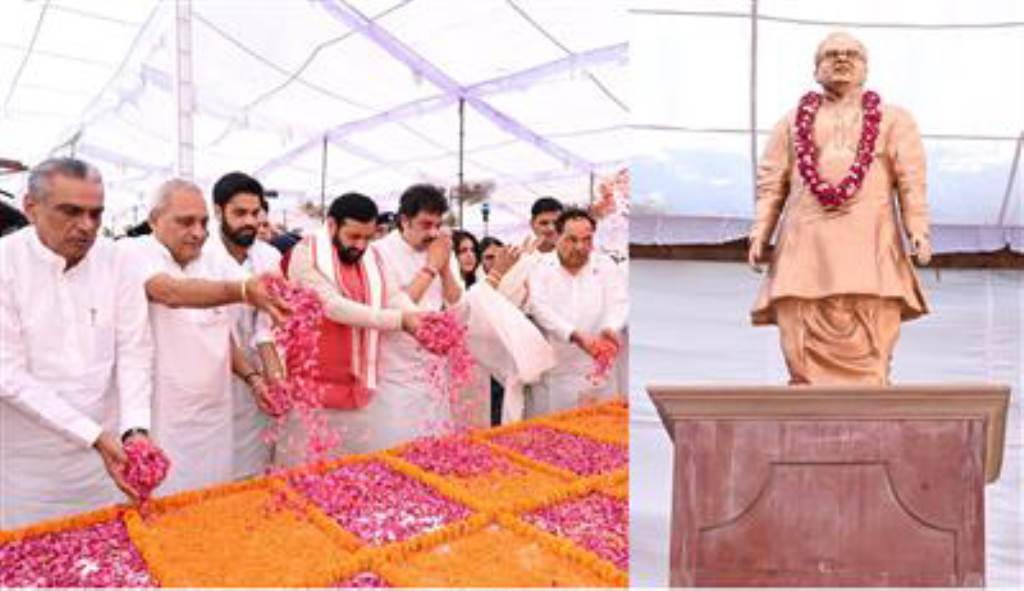 Chief Minister Naib Singh Saini pays tribute to late Chaudhary Bhajan Lal on his death anniversary